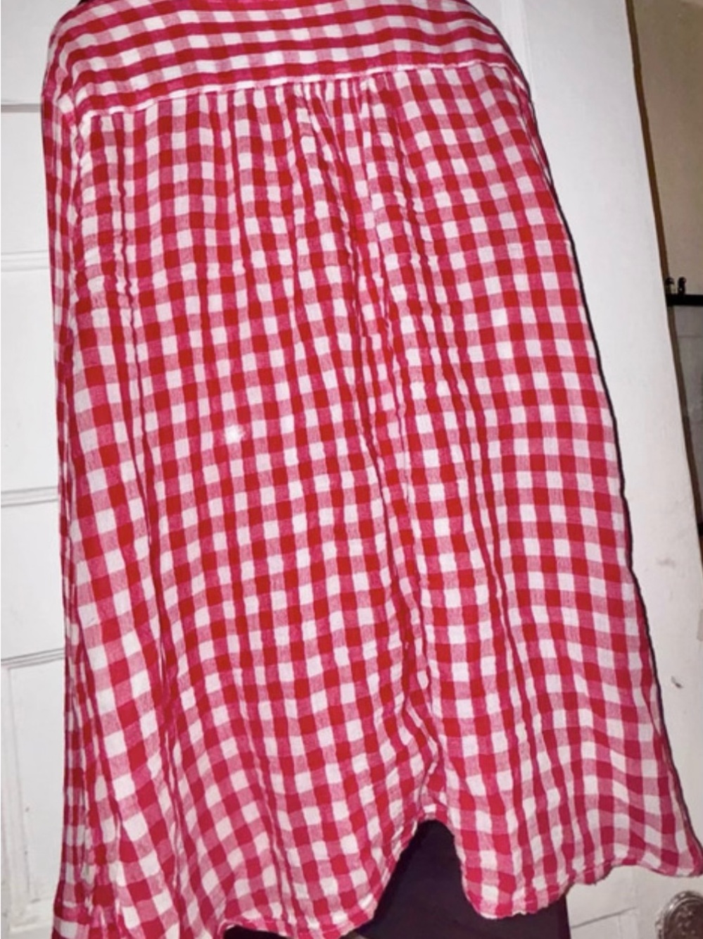 Ralph Lauren Red and White Gingham Button-Front Shirt - Picture 2 of 3